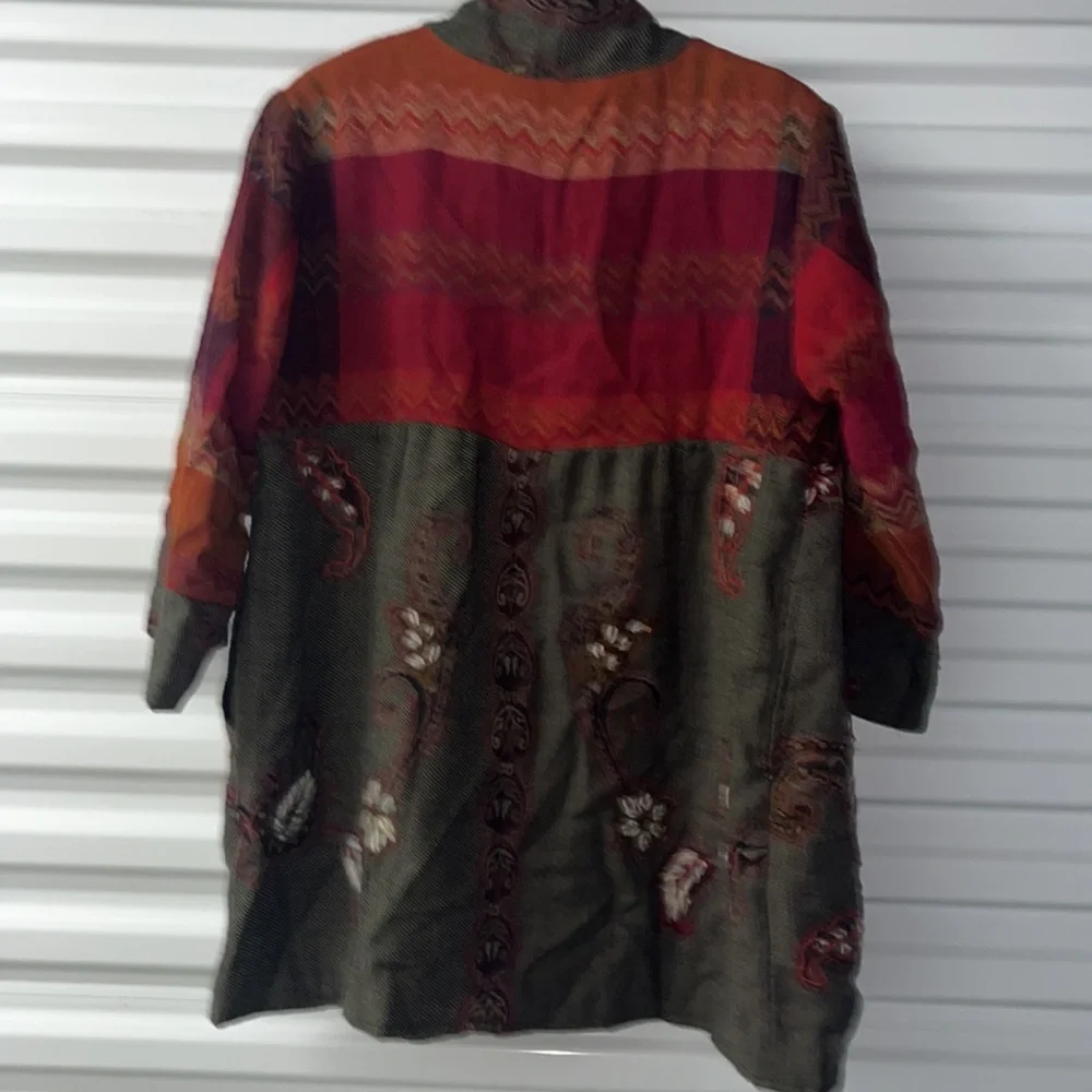 Soft Surroundings Izmir Patchwork Cardigan Jacket Sz Med Brown Embroidery Boho - Picture 5 of 9